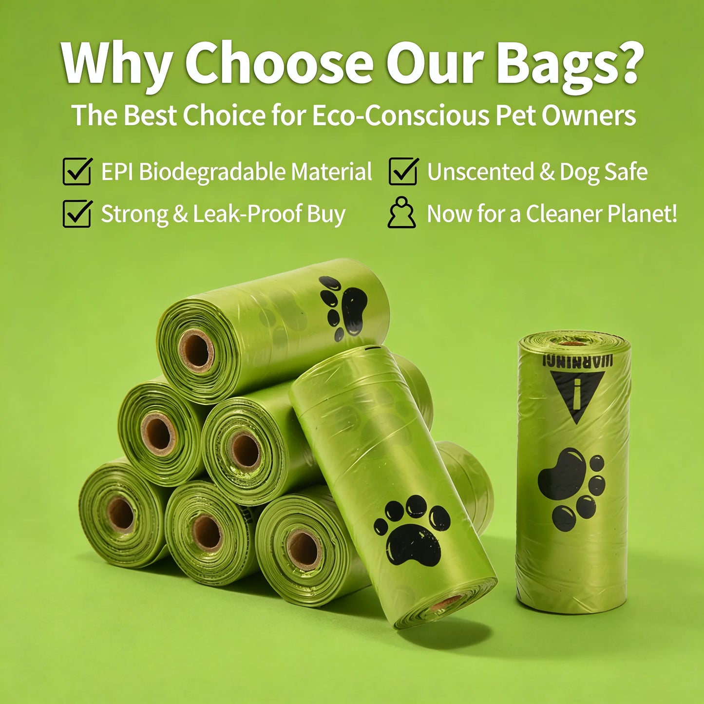 Eco-Friendly Dog Poop Bags Leak-Proof Extra Thick EPI Material Unscented