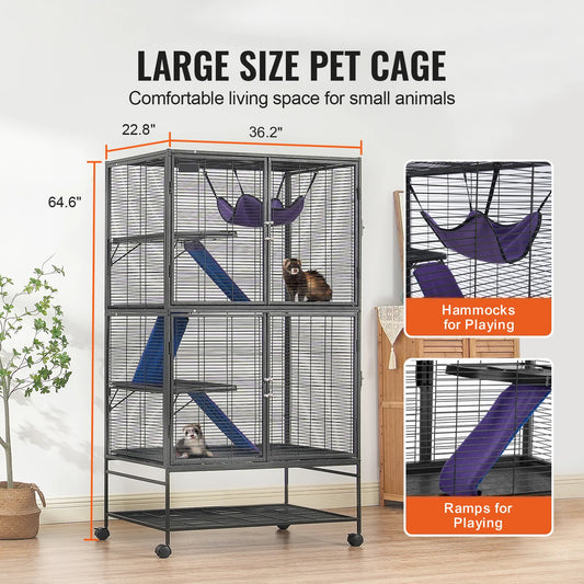 SucceBuy Rolling Metal 4-Tier Critter Nation Cage Small Animal Cage for Rats Hamster Guinea Chinchilla Ect.