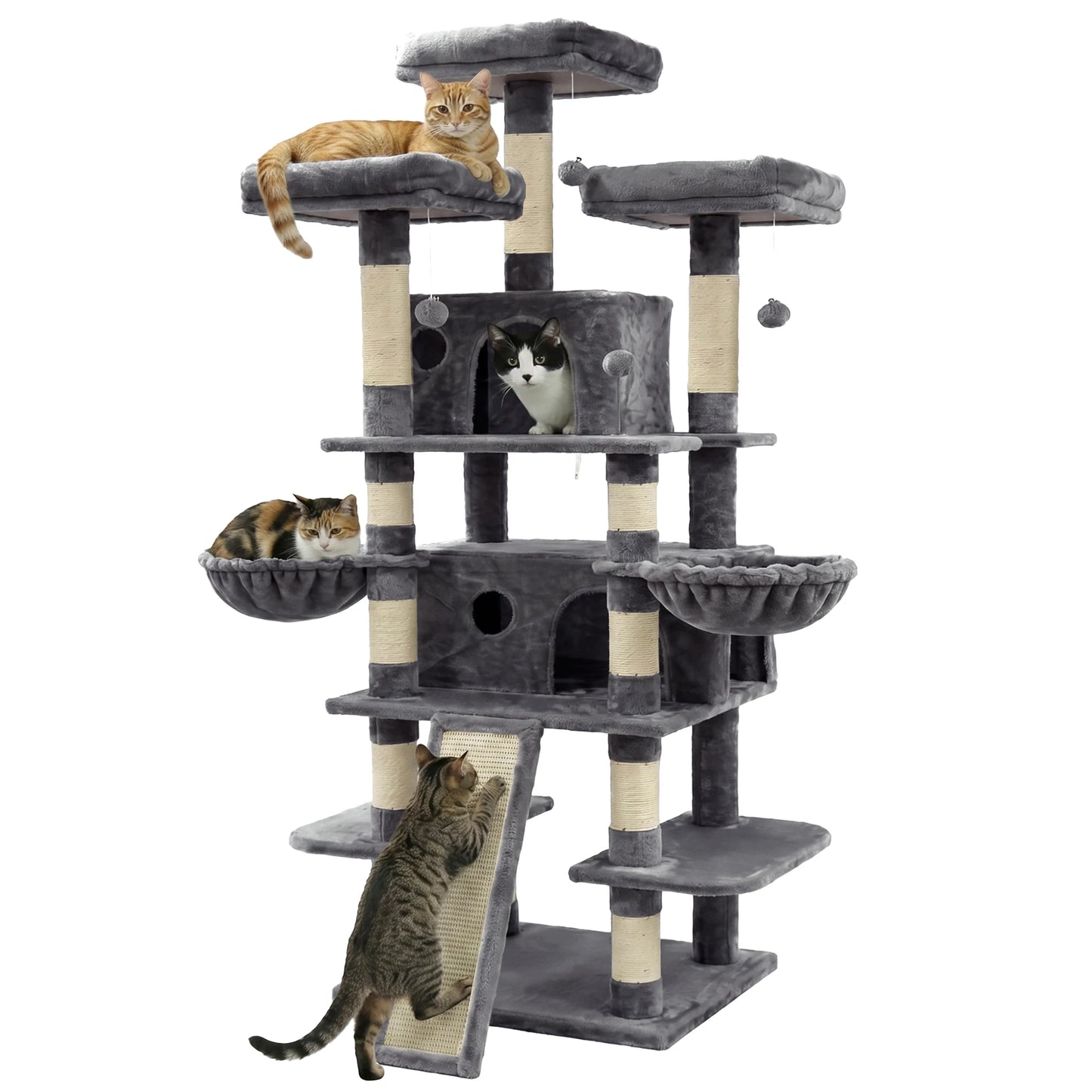 Large Multi Level Cat Tree Tower Indoor Activity Center 2 Condos 3 Plush Perches And Scratching Post