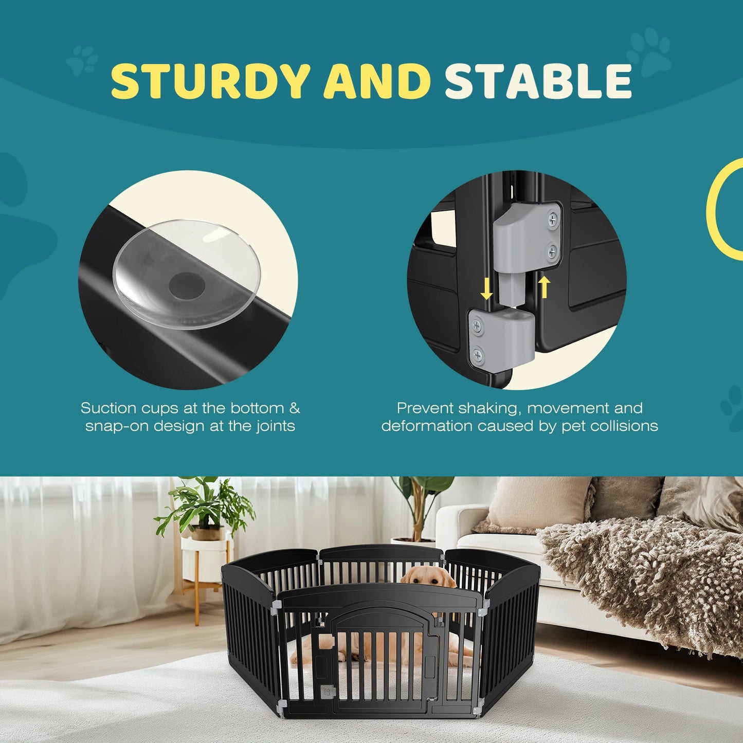 Plastic Dog Playpen Expandable Durable Pet Fence for Medium Dogs Indoor Outdoor