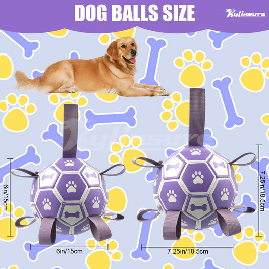 Dog Toys Soccer Ball with Straps, Interactive Dog Toys for Tug of War