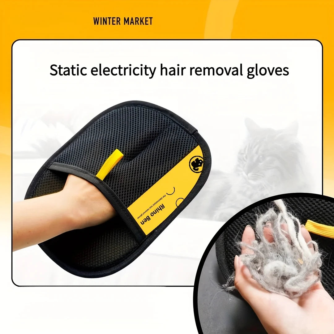 2-Piece Pet Hair Removal Gloves – Double-Sided Brushes, Anti-Shedding Grooming Gloves,