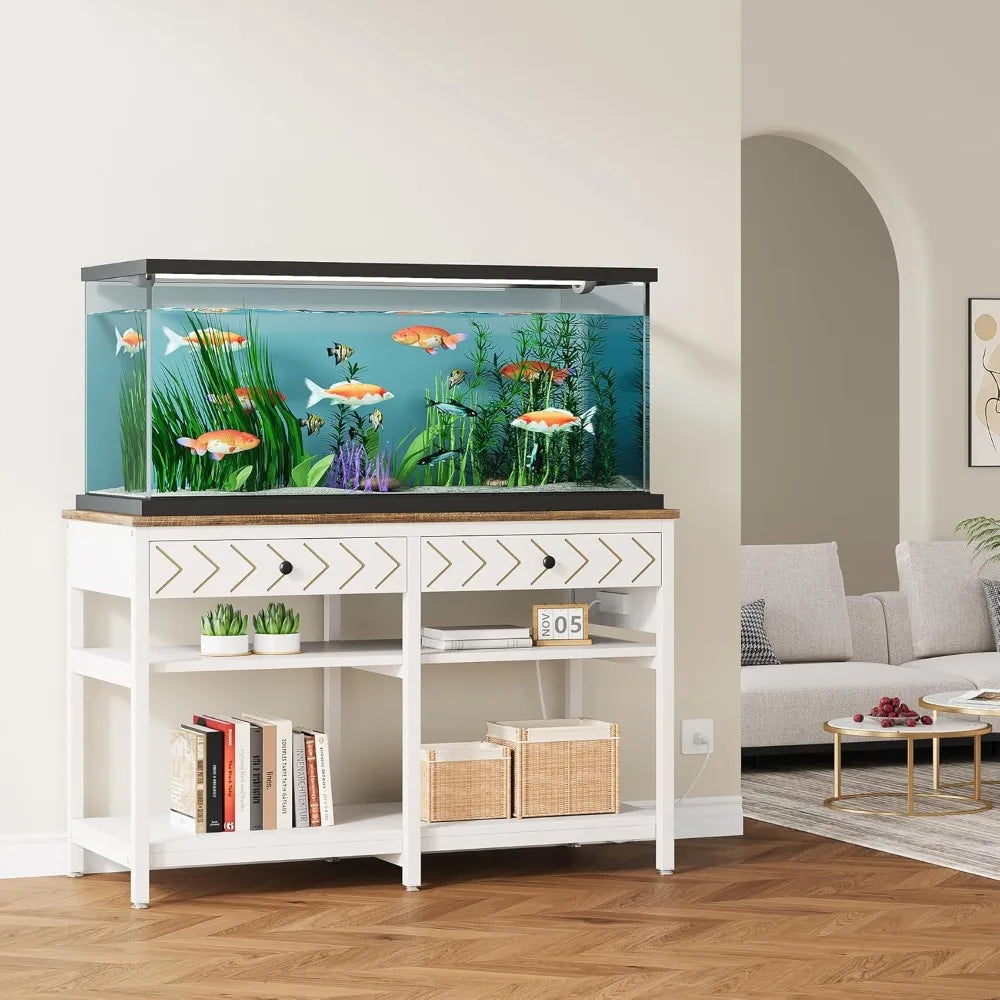 40-50 Gallon Aquarium Stand, Fish Tank Stand with Power Outlets and Drawers,