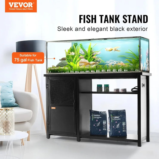 VEVOR Aquarium Stand, 75 Gallon Fish Tank Stand, 52 x 19.7 x 32.3 in Steel and MDF Tank Stand, 626 lbs Load Capacity,