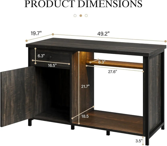 Heavy Duty Aquarium Stand with Power Outlets, LED Light & Cabinet Storage for 55-75 Gallon Fish Tanks