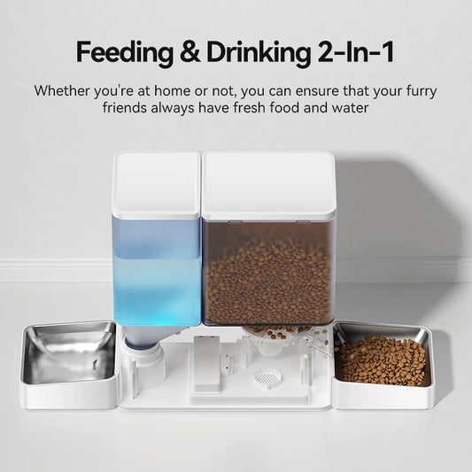 ROJECO 2In1 Automatic Pet Feeder Gravity Water Fountain