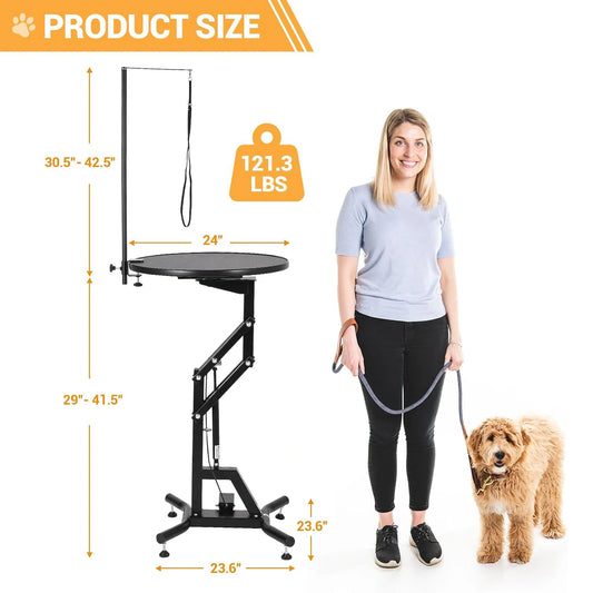 Hydraulic Dog Grooming Table 360° Rotating Non-Slip Pet Station For Small Dogs