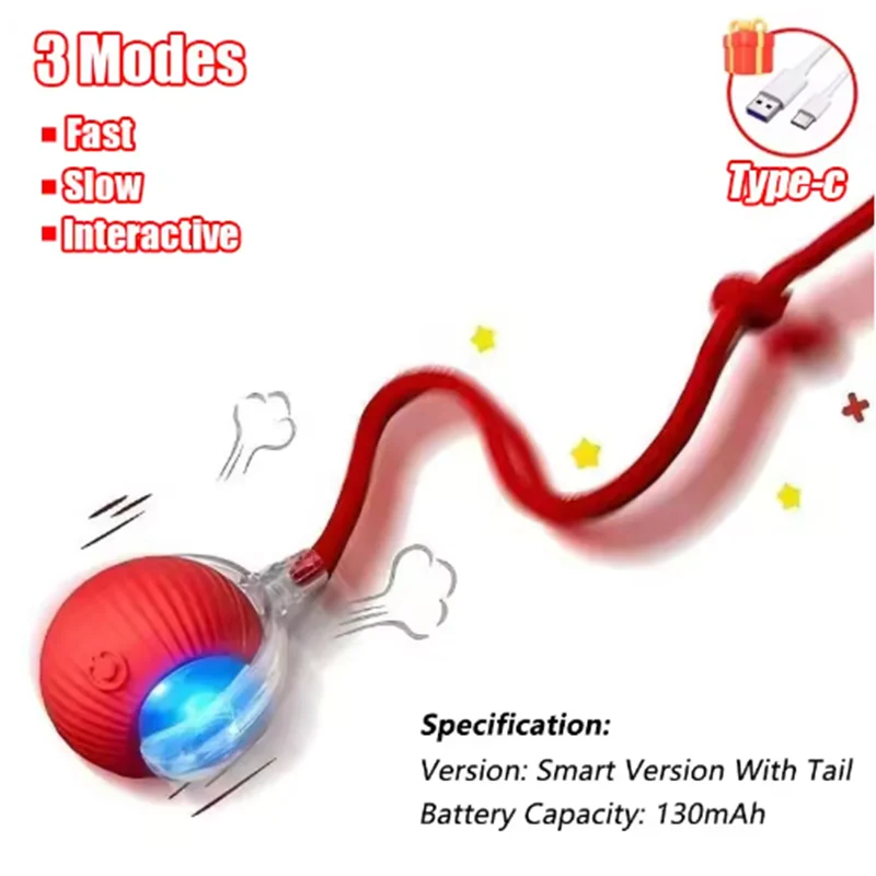 Interactive Self-Play Cat Toys, Automatic Teaser Ball and Rotating Stick, Hands-Free Fun for Kittens