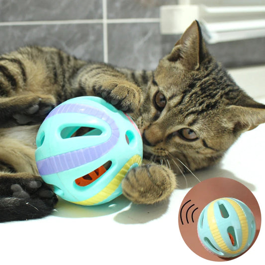 Bell Ball Cat Toys Colorful Playing Ball Interactive Funny Plastic Cat Toy