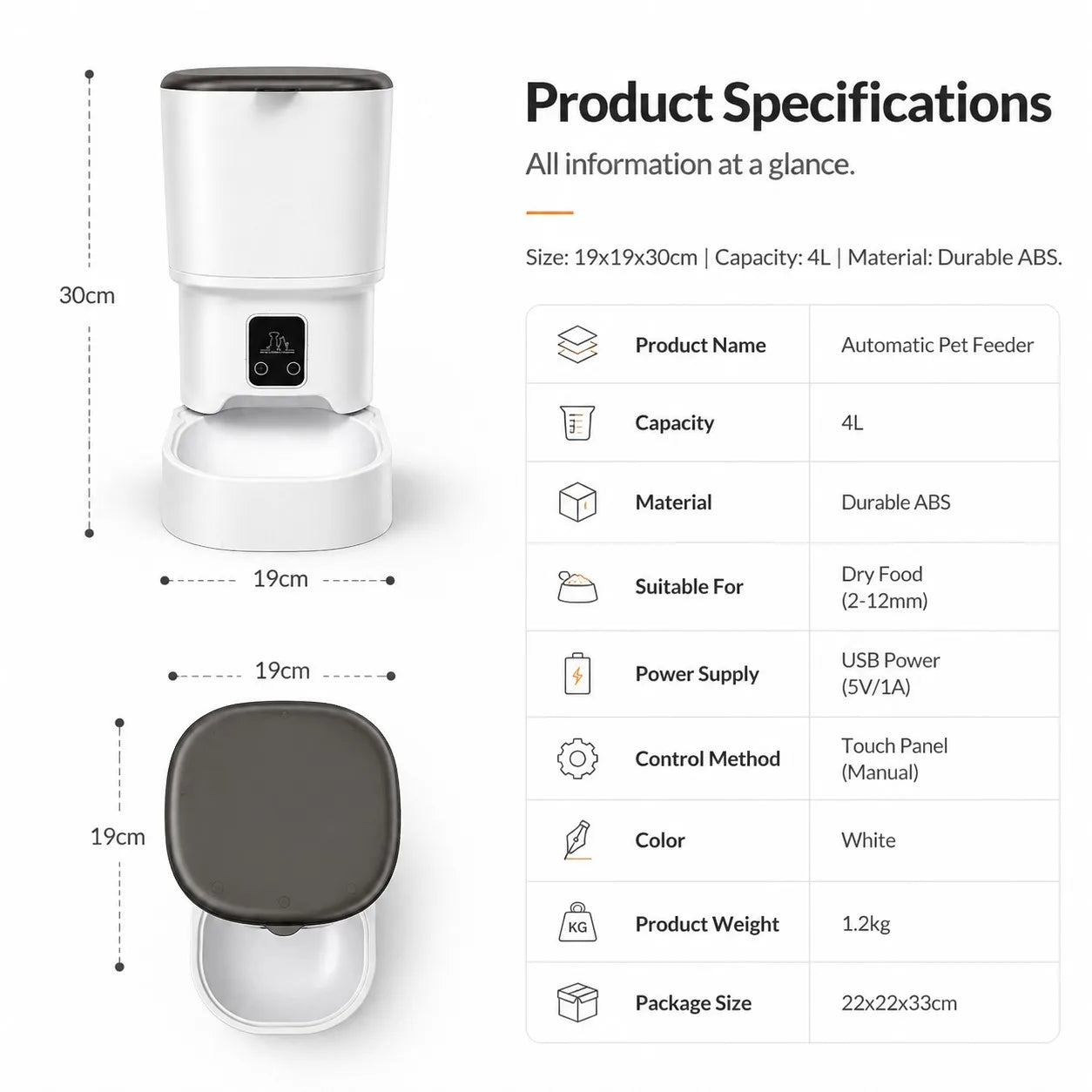 Large Capacity Smart Automatic Cat Feeder with Bowl - APP Control, Timed Feeding, Anti-Clogging Design for Cats & Small Dogs,