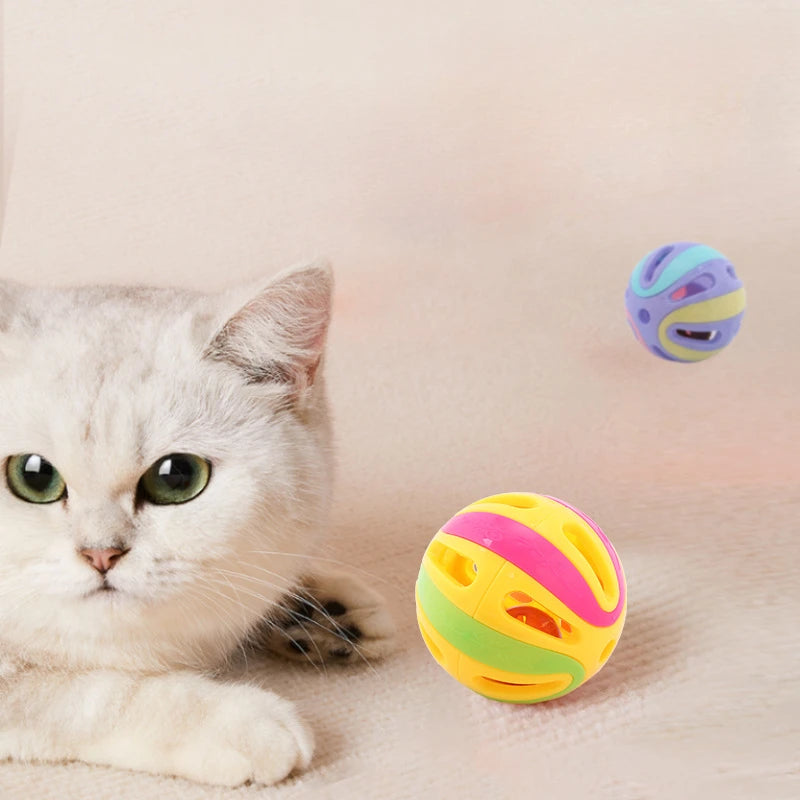 Bell Ball Cat Toys Colorful Playing Ball Interactive Funny Plastic Cat Toy