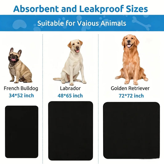 Washable Reusable Dog Pee Pads, 72"x72" Absorbent & Waterproof Puppy Training Pad for Crate, Playpen & Carpet,