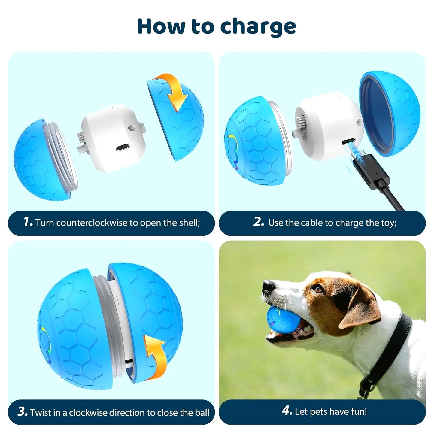 Smart Dog Toy Ball Electronic Interactive, USB Automatic Bouncing Rolling Toy Ball With RGB Lights For Puppys And Cats