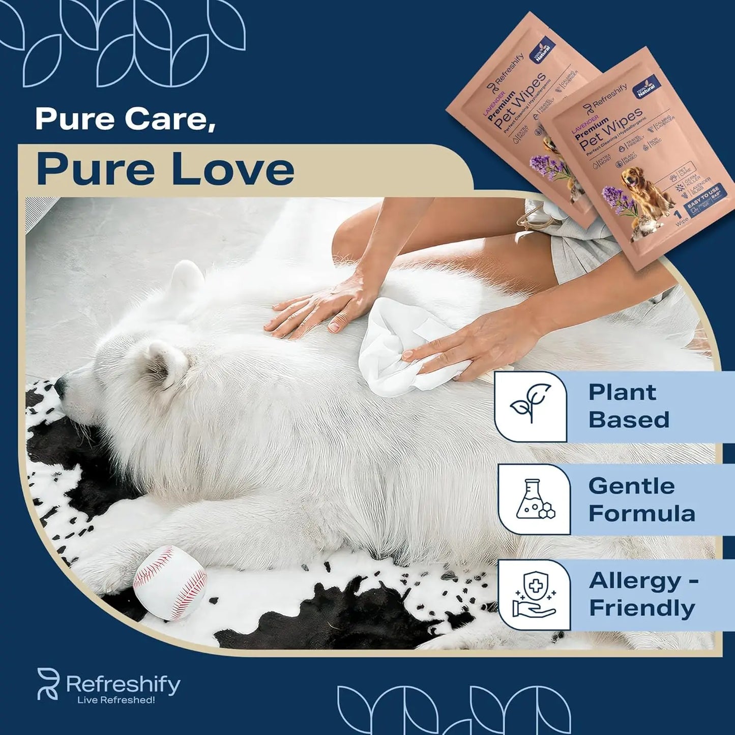 Plant Based Lavender Pet Wipes for Paws and Butt - 400 Count with 12 Travel Packs - Deodorizing & Non Toxic for Dogs and Cats