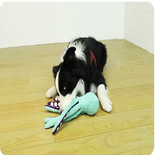 Dog plush octopus toy interactive sound boredom companion toy