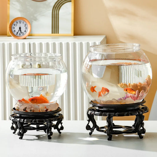 Home Decor Clear Transparent Round Fish Tank Plastic Small Fish Bowl creative light