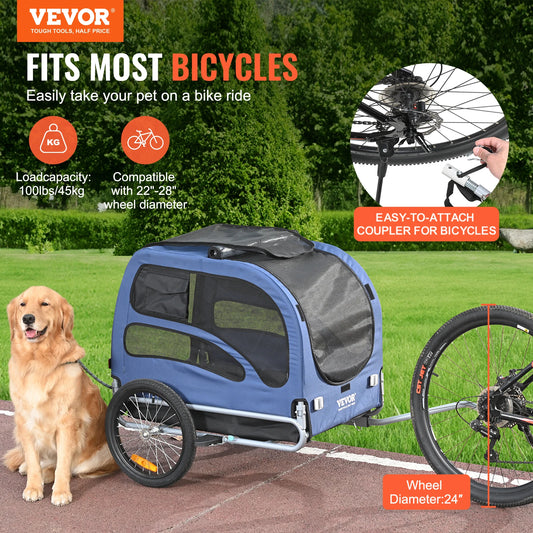 SucceBuy 100lbs Pet Cart Bicycle Carrier/Trailer with Coupler, Reflectors, Flag, Collapsible