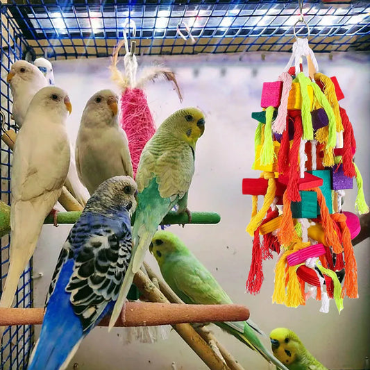 Parrot Toys Colorful Rope Wooden Bird Supplies