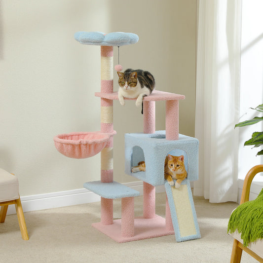 Flower Cat Tree Multi-Level Tower with Sisal Covered Scratching Posts Cute Condo With Top Perch