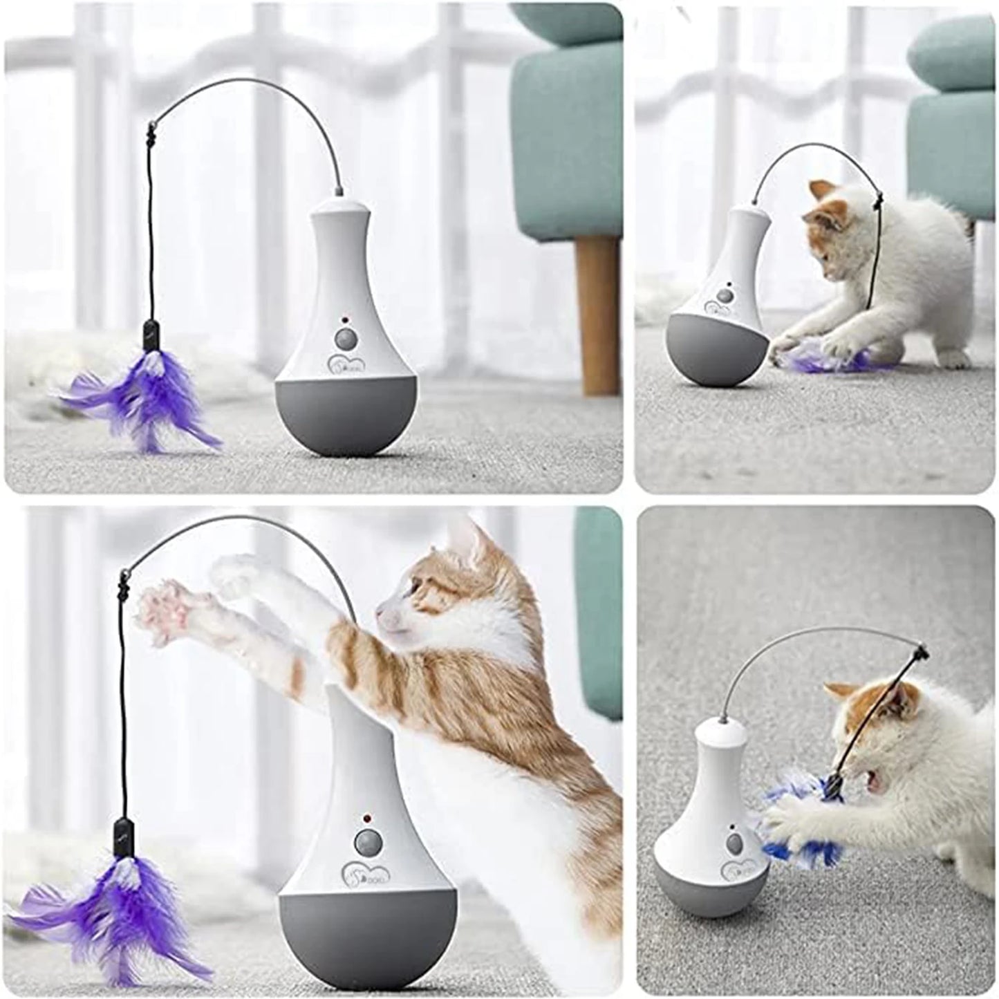 DOEL Cat Interactive Toy - Funny Feather Kitten Teaser Indoor Play Automatic Toy