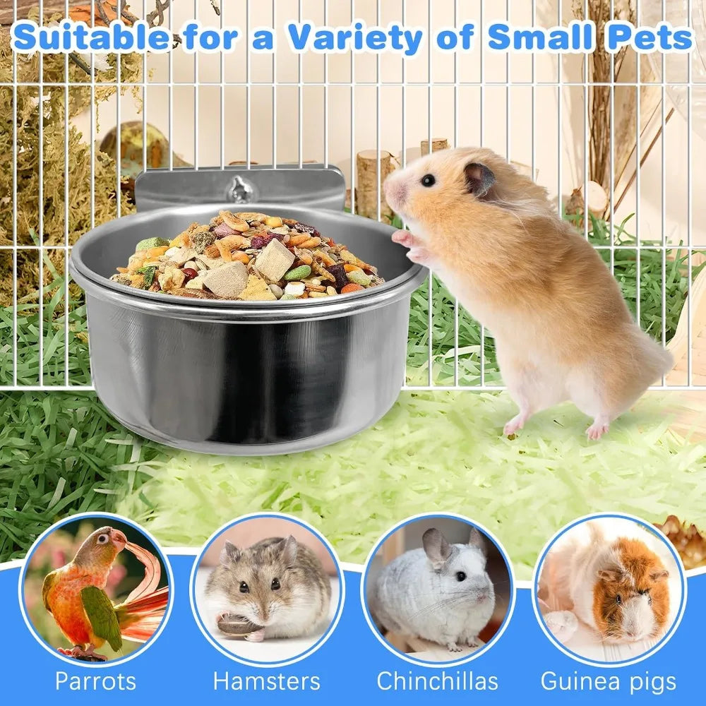 Bird Cage Feeder Cups 2PCS With Holder Clamp