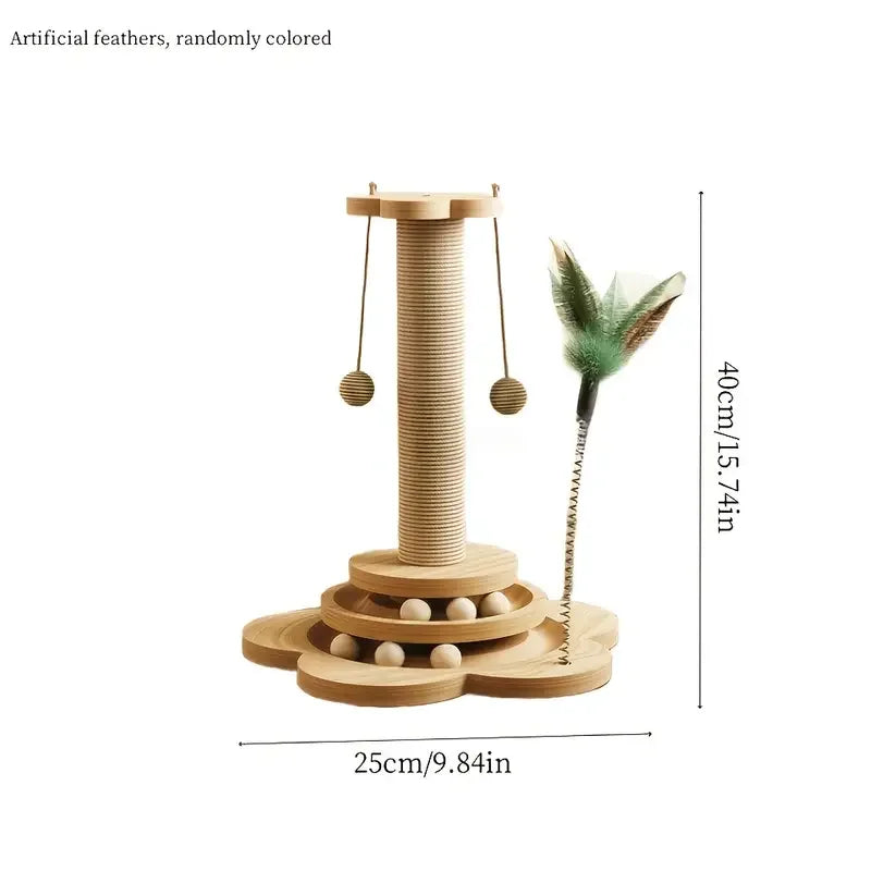 High-Quality Cat Scratch Board Rotating Platform - Wooden Fiber Chew Toy, Durable and Non Shedding