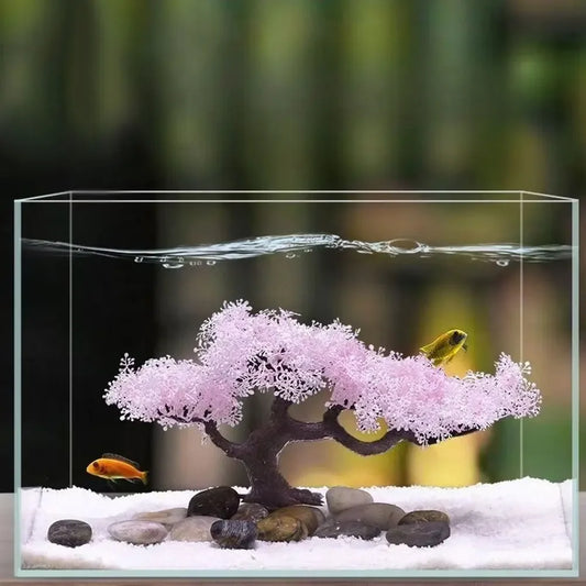 Realistic Sakura Aquarium Fish Tank Decoration Creative Beautiful Aquarium Ornament
