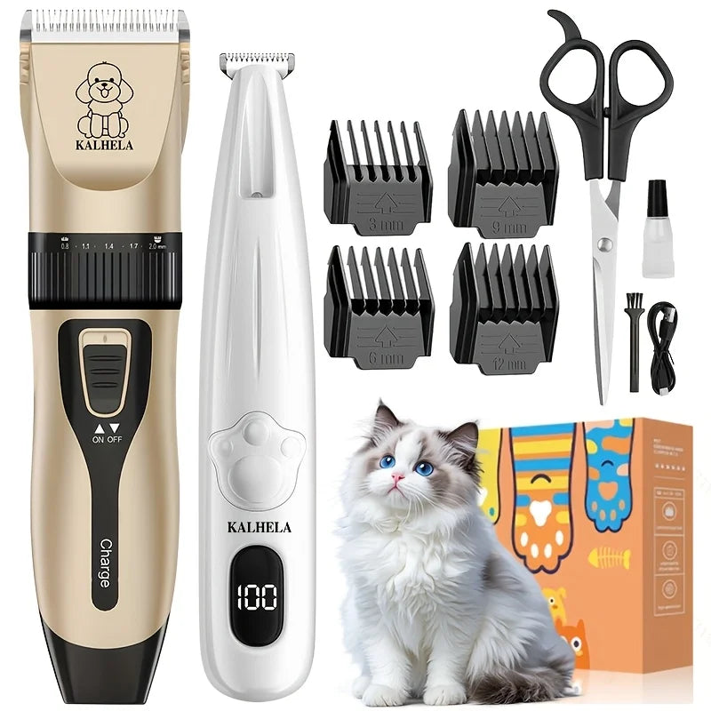 KALHELA 2-in-1 Pet Grooming Kit (includes a pet hair clipper and pet nail clippers), designed specifically for pet grooming and suitable for all types of large and small cats and dogs