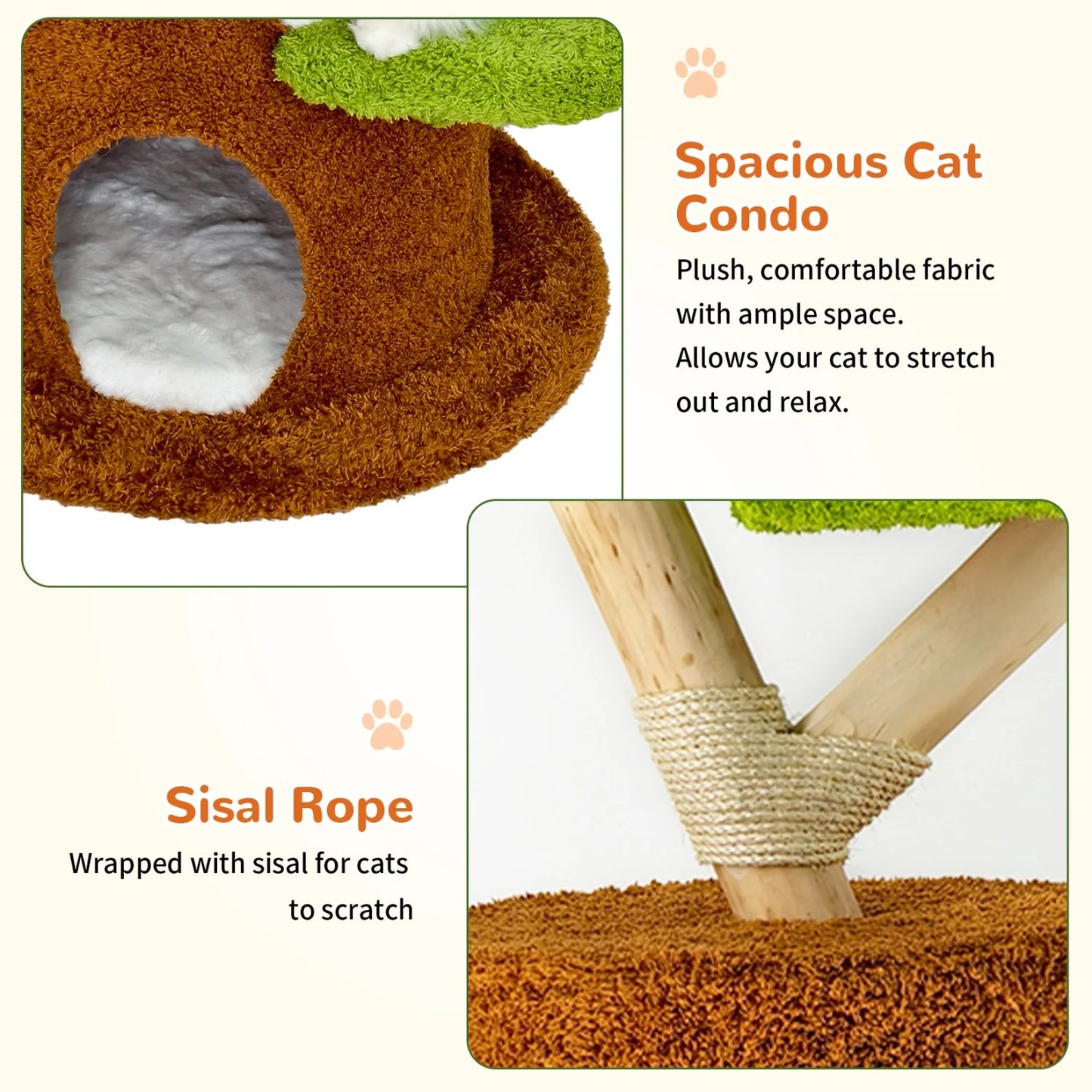 Indoor Cat Tree Tower Center for Large Cats with Flower-shaped Plush Stairs Condo