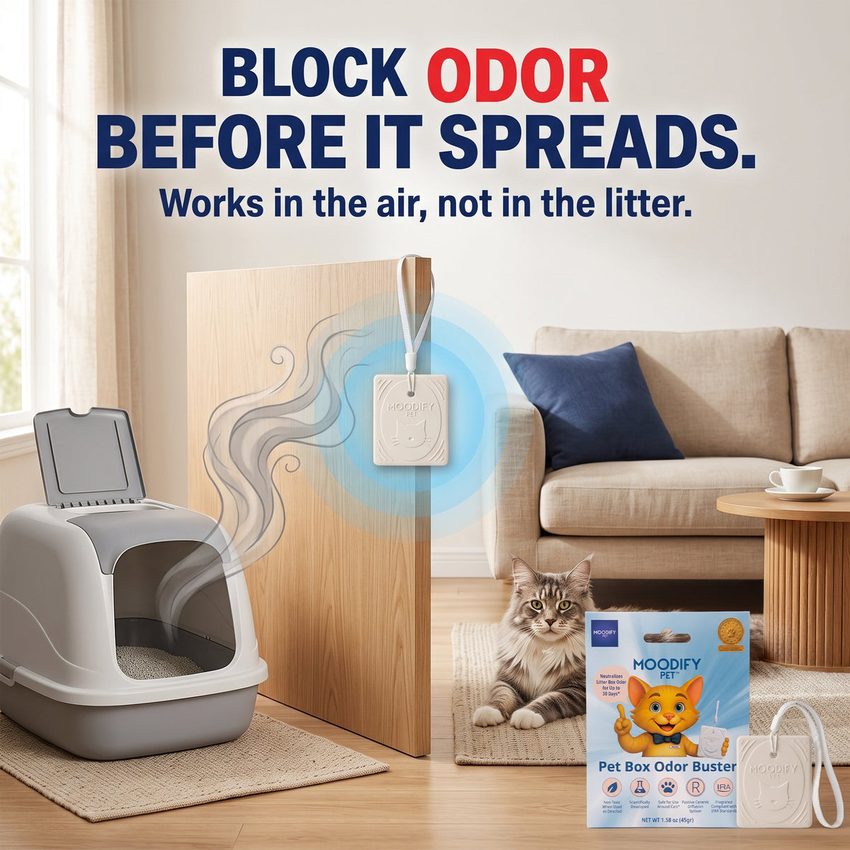 MoodifyPet Cat Litter Box Odor Neutralizer — 1 System for 30 Days