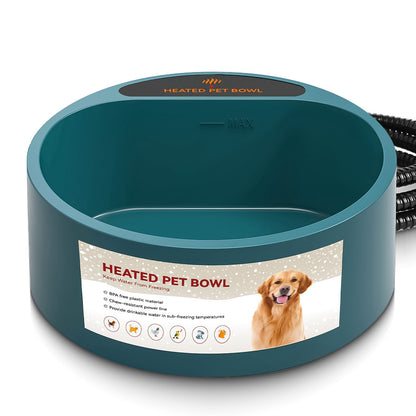 Heated Water Bowl for Dog Cat 74.4OZ Heating Water Dish IP67 Waterproof Thermal Water Bowl Heated Pet Bowl Dog Cat Water Feeder Bowl for Dog Cat Rabbi
