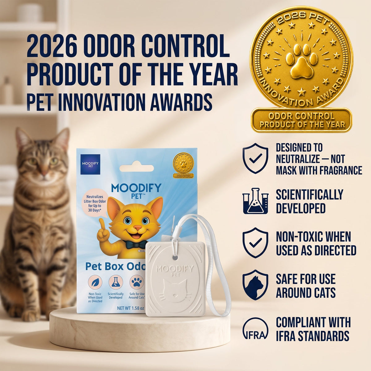 MoodifyPet Cat Litter Box Odor Neutralizer — 1 System for 30 Days
