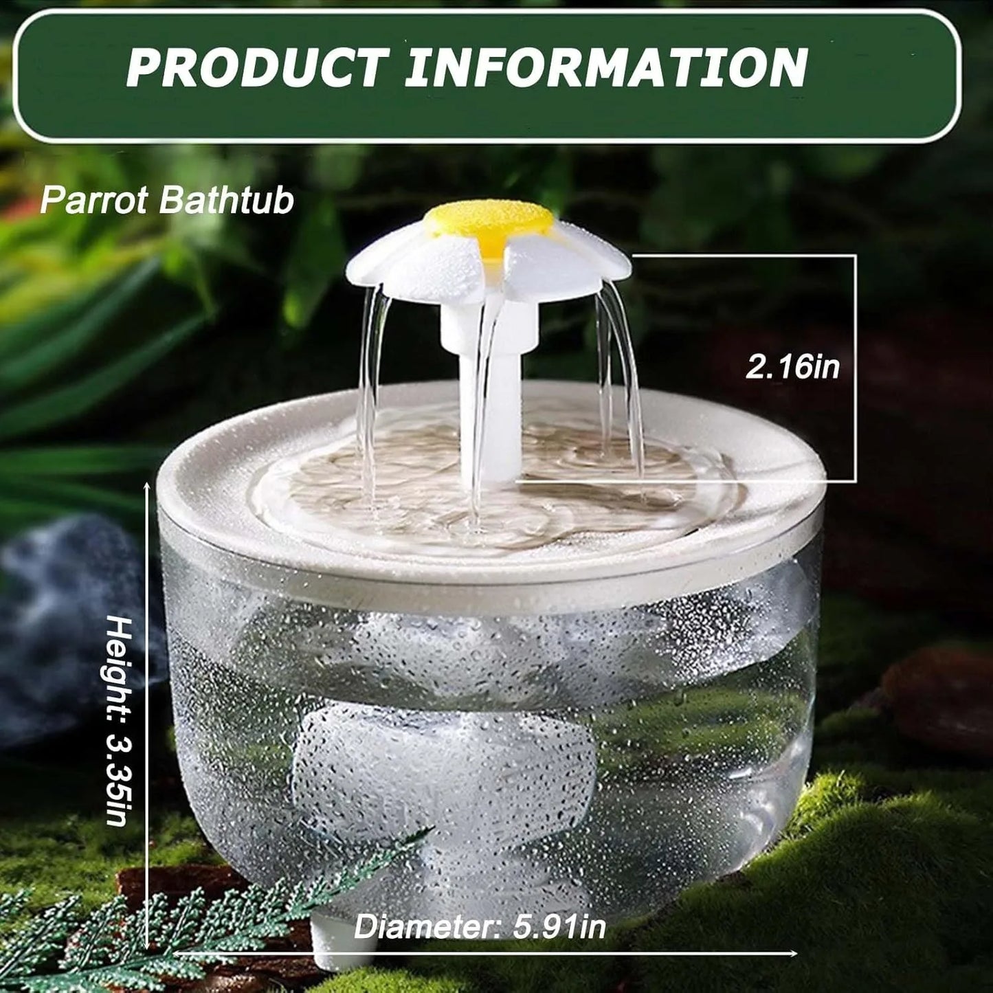 Indoor Bird Bath Fountain Automatic Shower Tub with Filter Pump Easy Clean for Small Medium Parrot Pets Cage