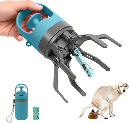 Portable Dog Pooper Scooper No Touch Claw Pickup Tool with Waste Bag Holder