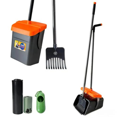 46" Pooper Scooper Swivel Bin & Rake for Large Small Dogs with Bag Attachment,