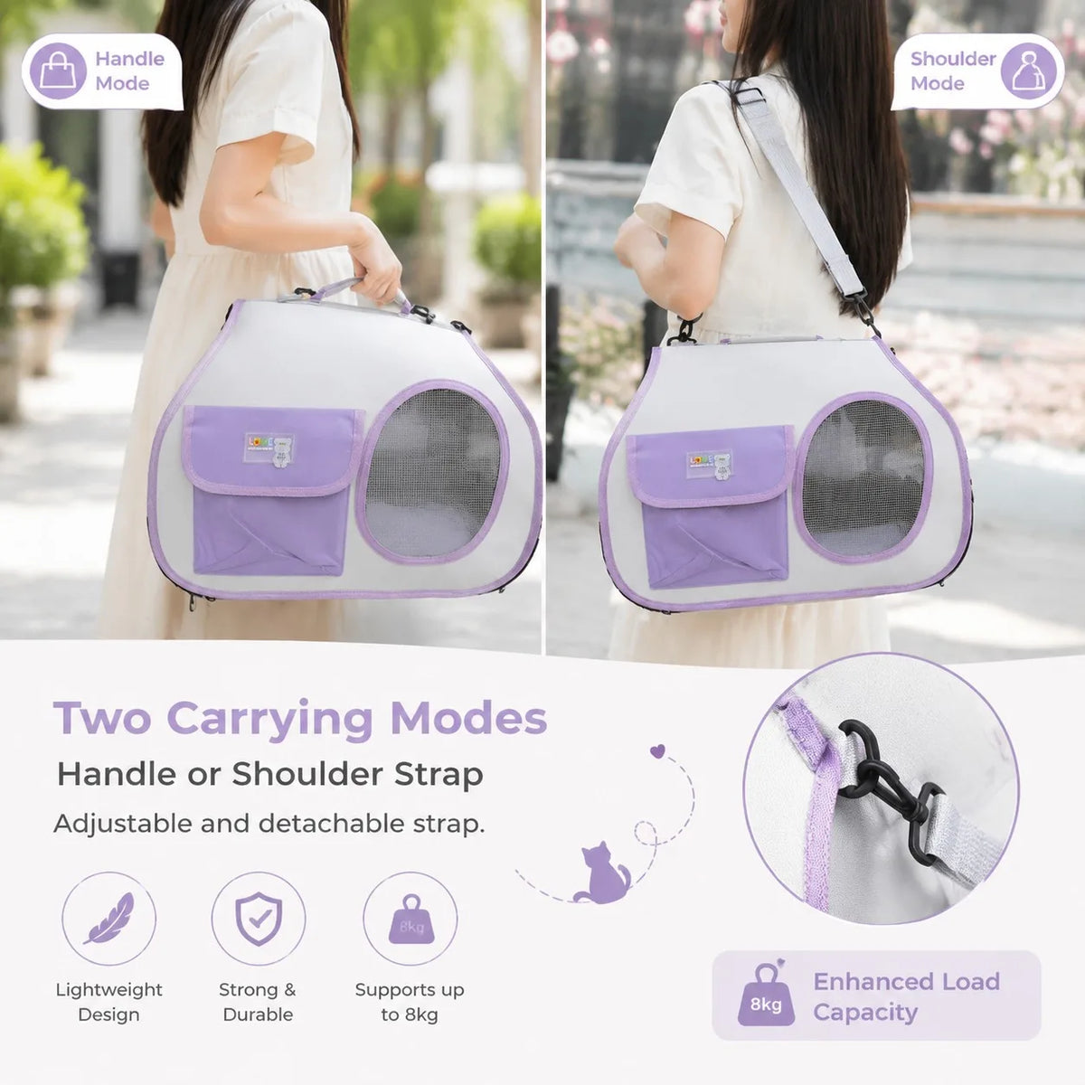 Stylish Breathable Cat Carrier Bag Portable Pet Travel Handbag with Clear Window Space