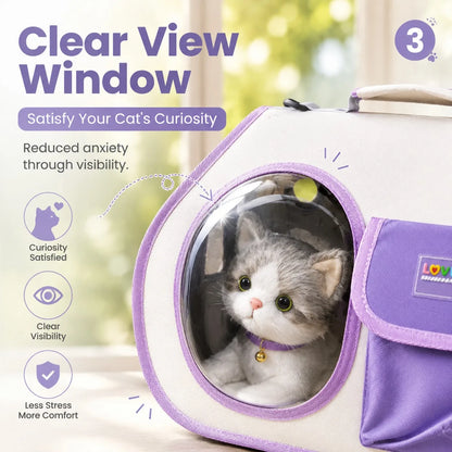 Stylish Breathable Cat Carrier Bag Portable Pet Travel Handbag with Clear Window Space