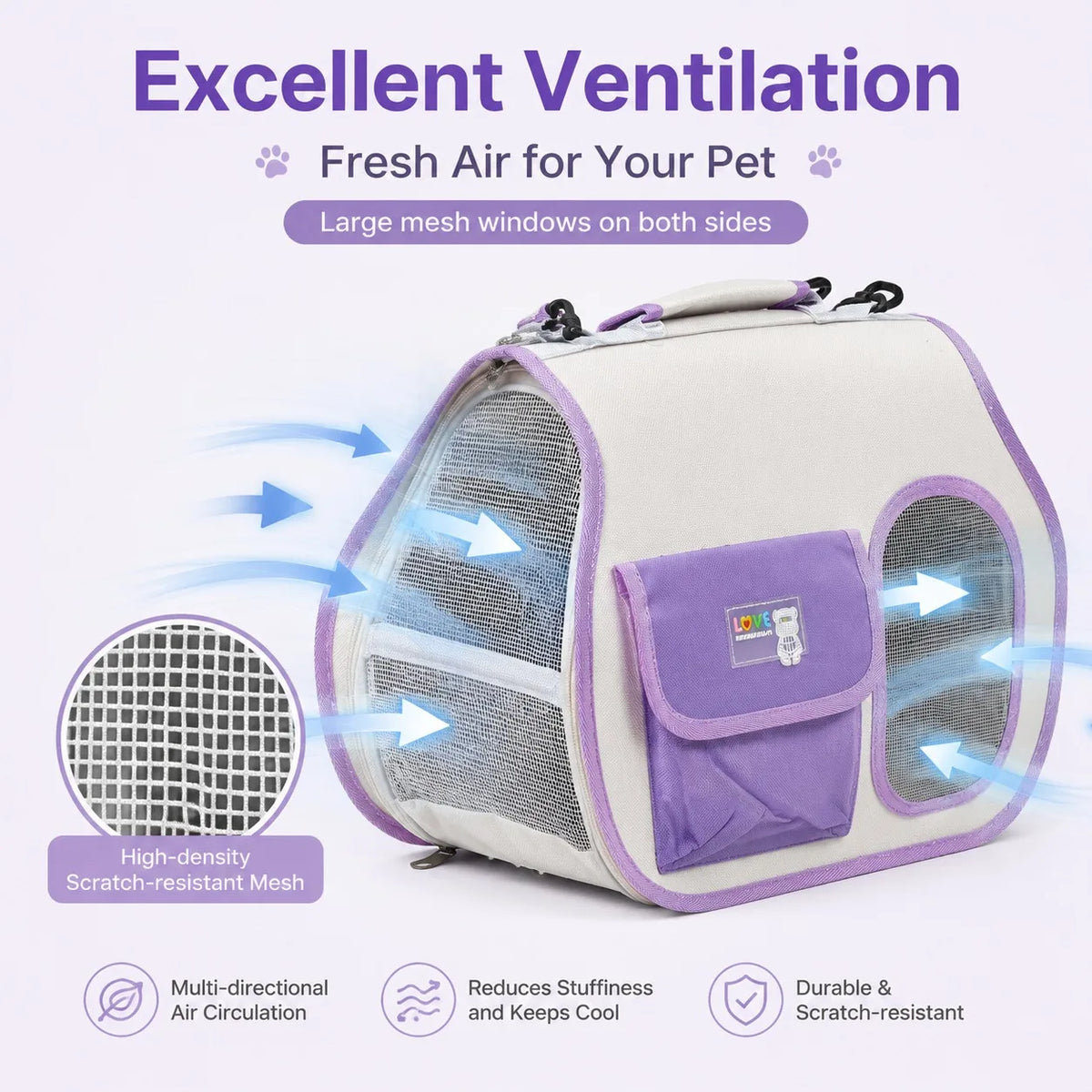 Stylish Breathable Cat Carrier Bag Portable Pet Travel Handbag with Clear Window Space