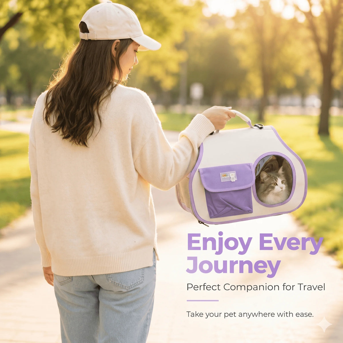 Stylish Breathable Cat Carrier Bag Portable Pet Travel Handbag with Clear Window Space