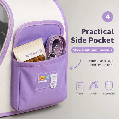Stylish Breathable Cat Carrier Bag Portable Pet Travel Handbag with Clear Window Space