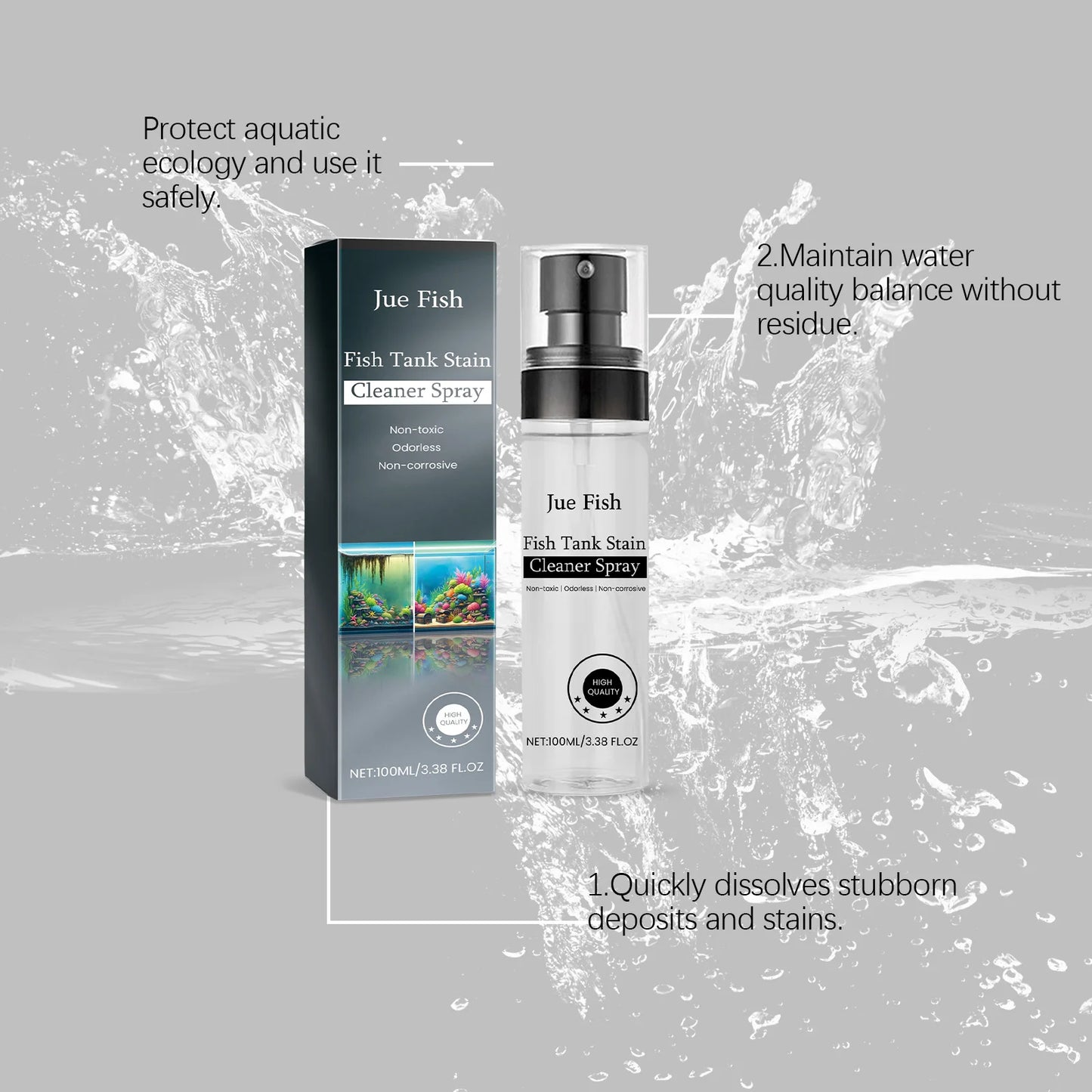 Yegbong Fish Tank Water Cleaner Prevent Algae Growth Improve Water Quality Control