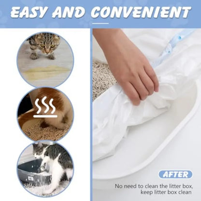 30 Count Cat Litter Box Liners With Drawstring Heavy-Duty Extra-Thick Bags Tear And Leak Resistant Odor Barrier