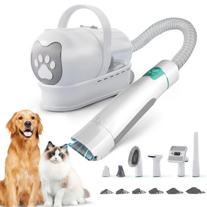 Dog Grooming Vacuum Kit 7 in 1, Cat & Dog Hair Vacuum Brush for Shedding - Includes Rollers, Deshedding Mitts, Nail & Paw Trimmer