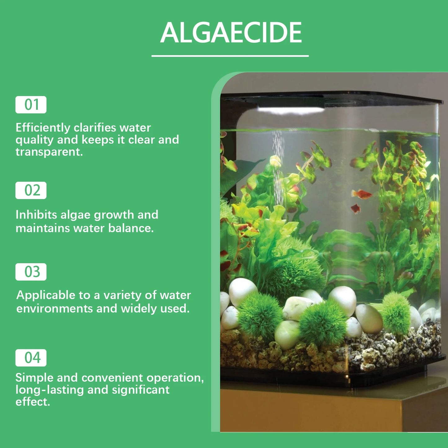 Yegbong Fish Tank Cleaner Improve Water Quality Non-irritating Remove Algae Enhance Transparency