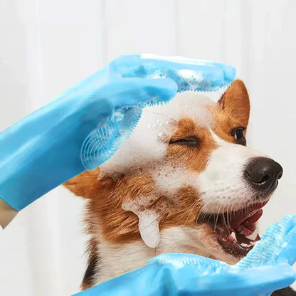 Pet Bathing Glove - Silicone Scrubber Mitt for Dogs & Cats, Massage & Deshedding, Waterproof, Bite-Resistant