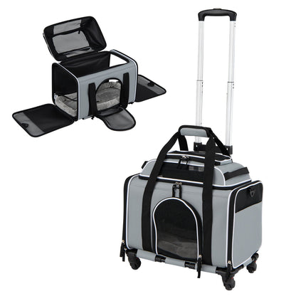 Rolling Pet Carrier with Wheels for Cats and Small Dogs