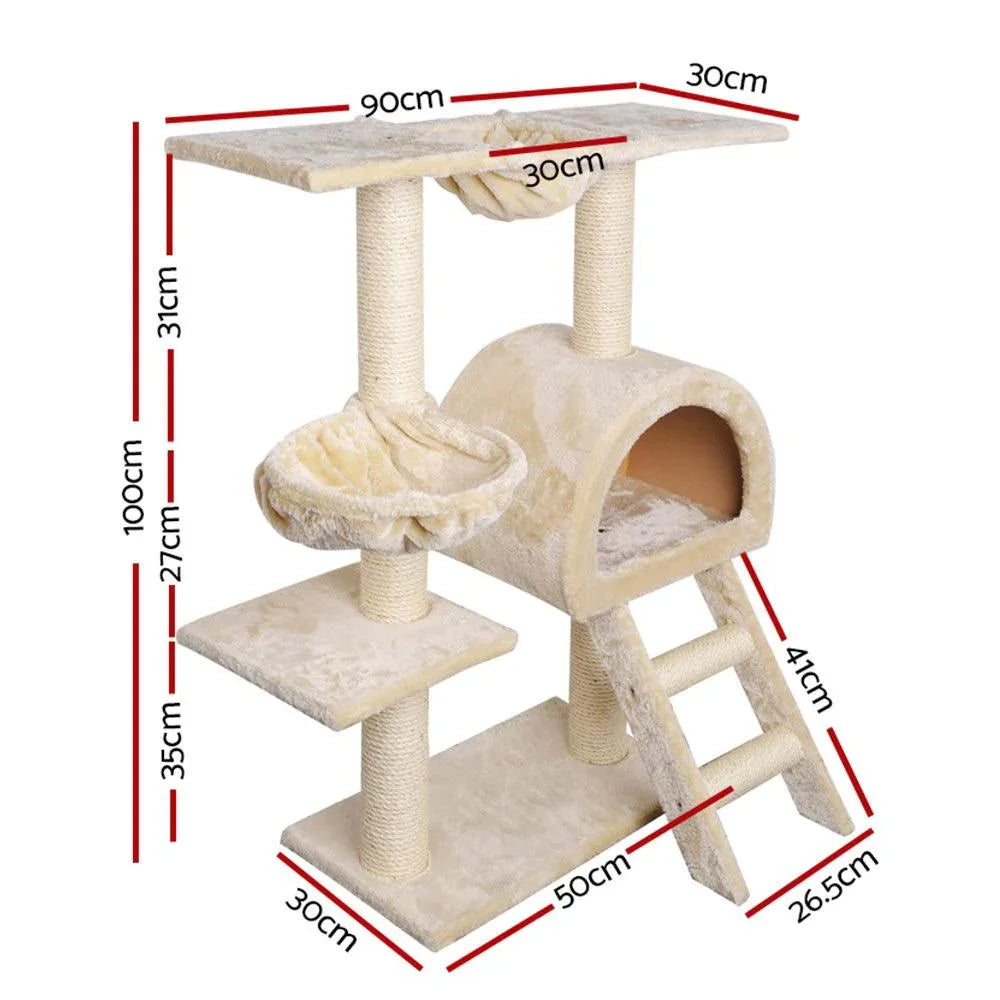 i.Pet Cat Tree 100cm Trees Scratching Post Scratcher Tower Condo House