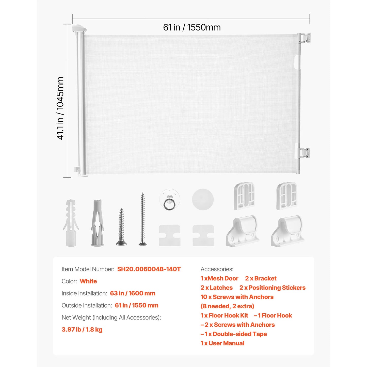 SucceBuy Retractable Pet Gate with Security Lock Easy to Use Walk Through Without Tripping