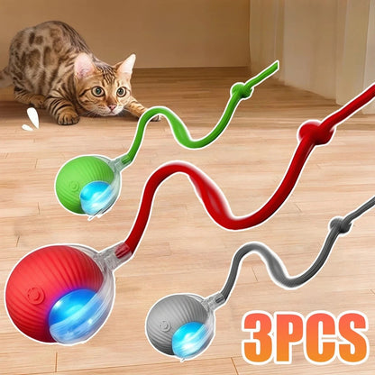 New Cat Interactive Ball  - Automatic Rolling Ball Faux Tail Rechargeable Smart Pet Electric Toy