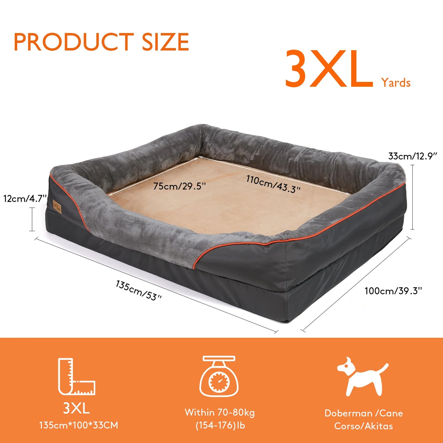 Large Dog Soft Comfortable Anti Allergy Warm Fleece Bed Washable And Waterproof